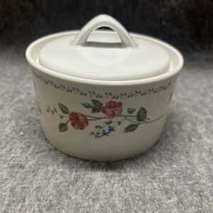 Vintage Farberware Stoneware English Garden 225 Foral Sugar Bowl With Lid 1993